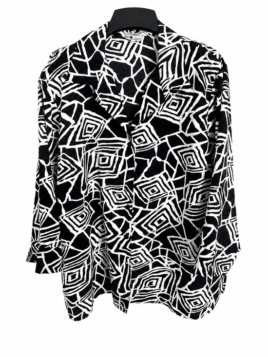 Notations Jackets & Blazers - Notations Woman Vintage Geometric Shirt Jacket Top 1X Black White Shoulder Pads